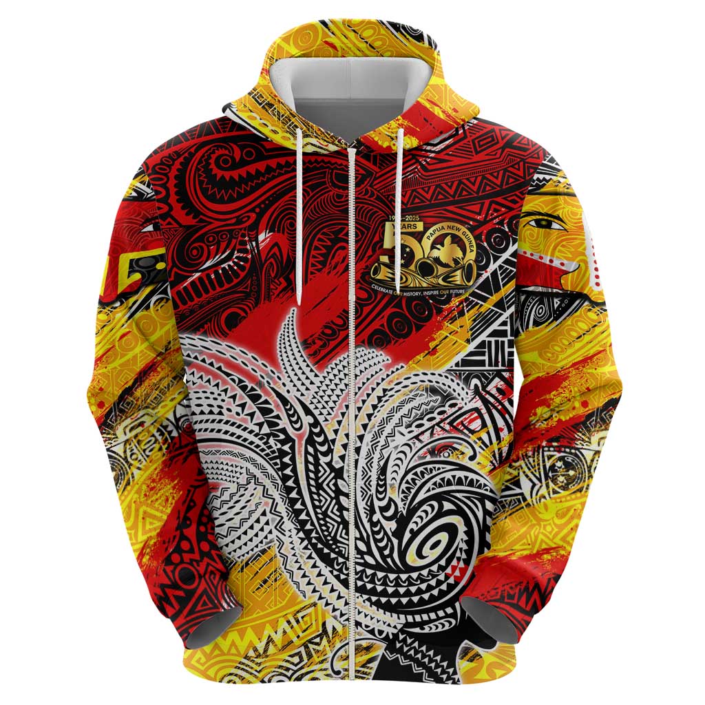 Papua New Guinea 50th Independence Day Zip Hoodie Celebrate Our History, Inspire Our Future DT02 - Polynesian Pride