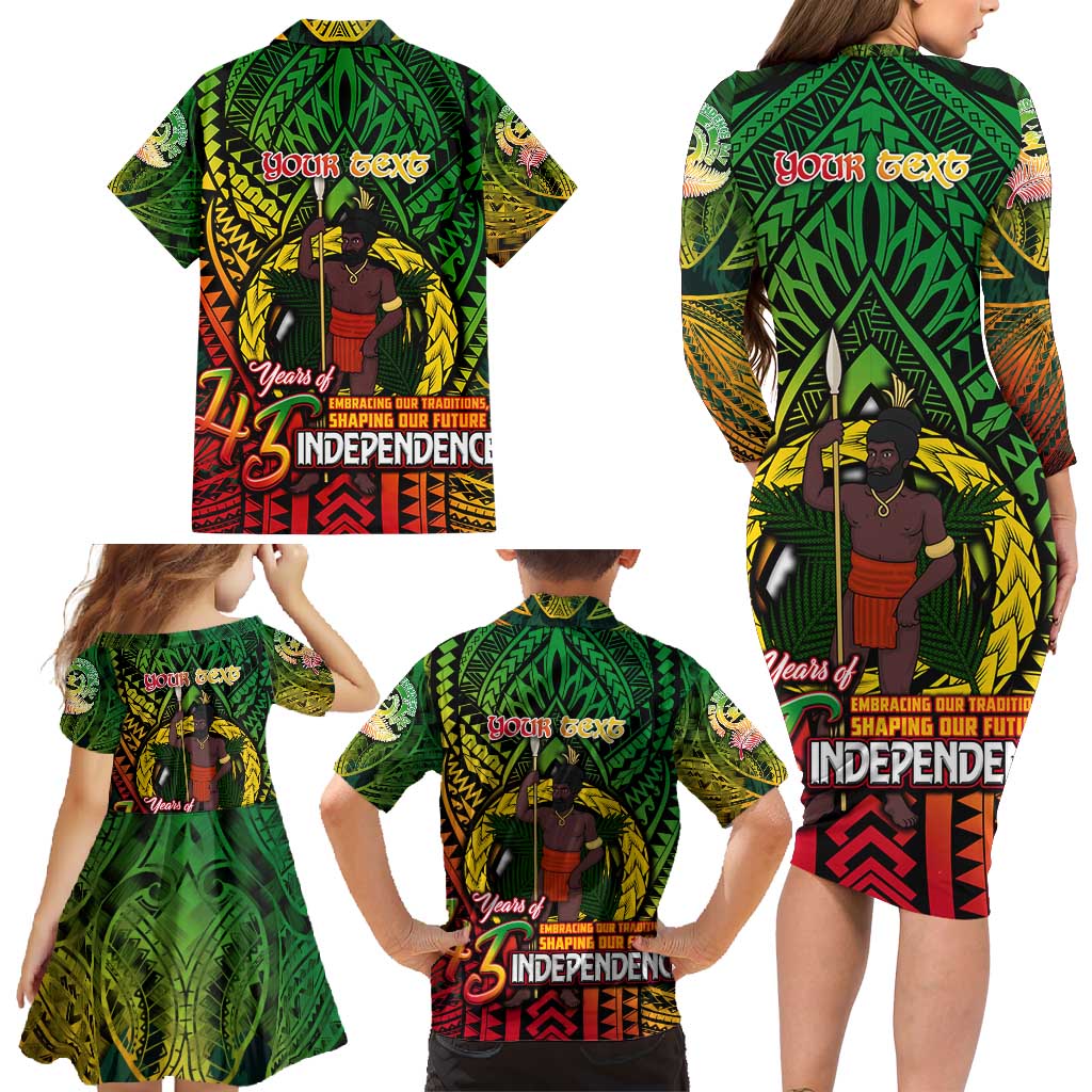 Vanuatu 45th Independence Anniversary Family Matching Long Sleeve Bodycon Dress and Hawaiian Shirt Embracing Our Traditions Shaping Our Future DT02 - Polynesian Pride