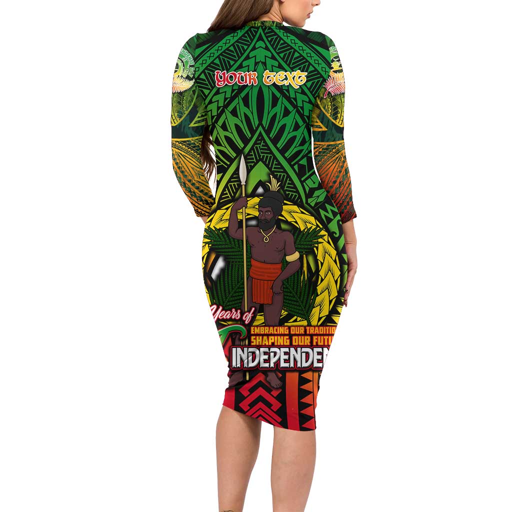 Vanuatu 45th Independence Anniversary Family Matching Long Sleeve Bodycon Dress and Hawaiian Shirt Embracing Our Traditions Shaping Our Future DT02 - Polynesian Pride