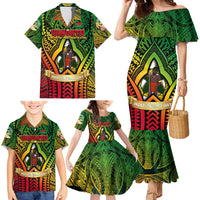 Vanuatu 45th Independence Anniversary Family Matching Mermaid Dress and Hawaiian Shirt Embracing Our Traditions Shaping Our Future DT02 - Polynesian Pride