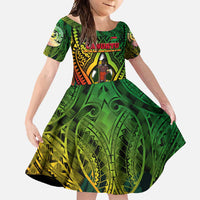 Vanuatu 45th Independence Anniversary Family Matching Off Shoulder Maxi Dress and Hawaiian Shirt Embracing Our Traditions Shaping Our Future DT02 Daughter's Dress Art - Polynesian Pride