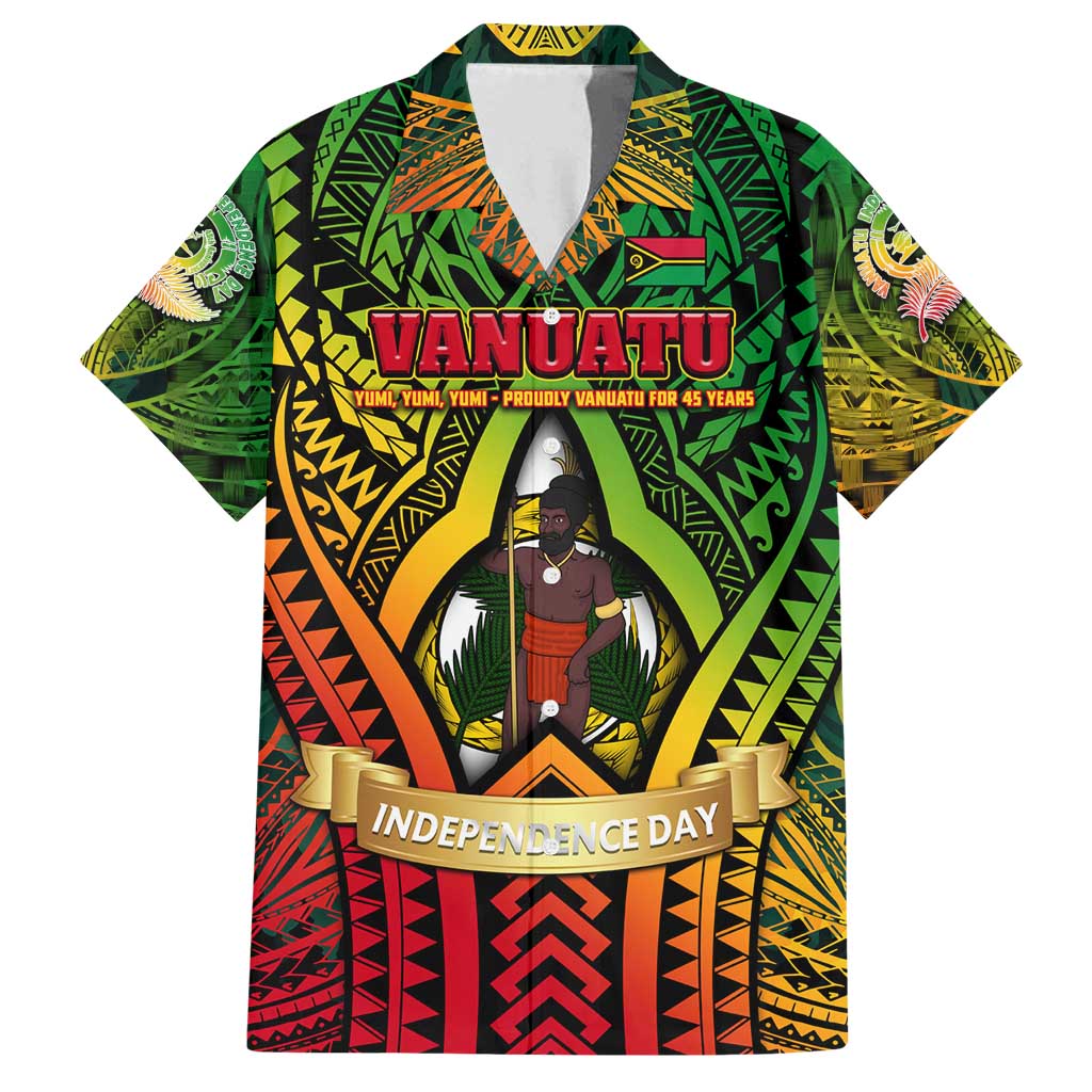 Vanuatu 45th Independence Anniversary Family Matching Off Shoulder Maxi Dress and Hawaiian Shirt Embracing Our Traditions Shaping Our Future DT02 Dad's Shirt - Short Sleeve Art - Polynesian Pride