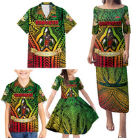 Vanuatu 45th Independence Anniversary Family Matching Puletasi and Hawaiian Shirt Embracing Our Traditions Shaping Our Future DT02 - Polynesian Pride