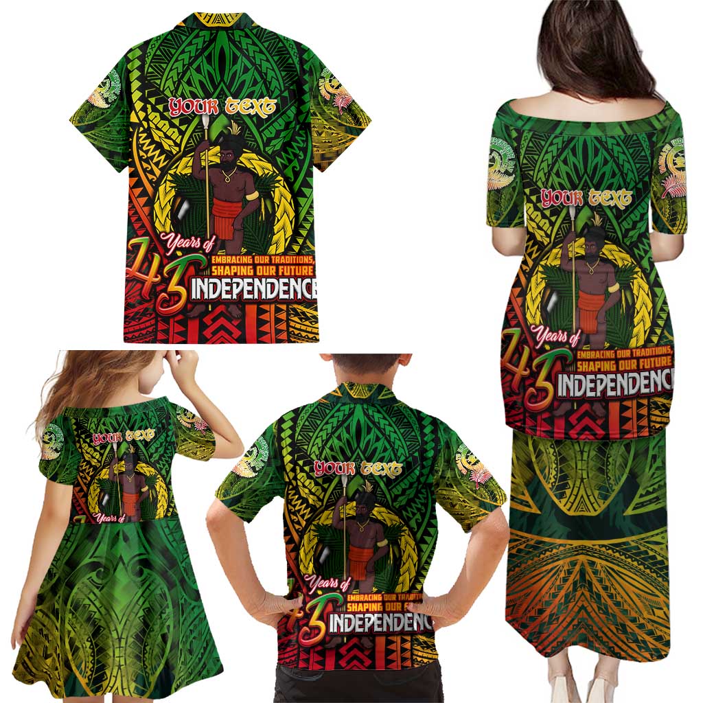 Vanuatu 45th Independence Anniversary Family Matching Puletasi and Hawaiian Shirt Embracing Our Traditions Shaping Our Future DT02 - Polynesian Pride