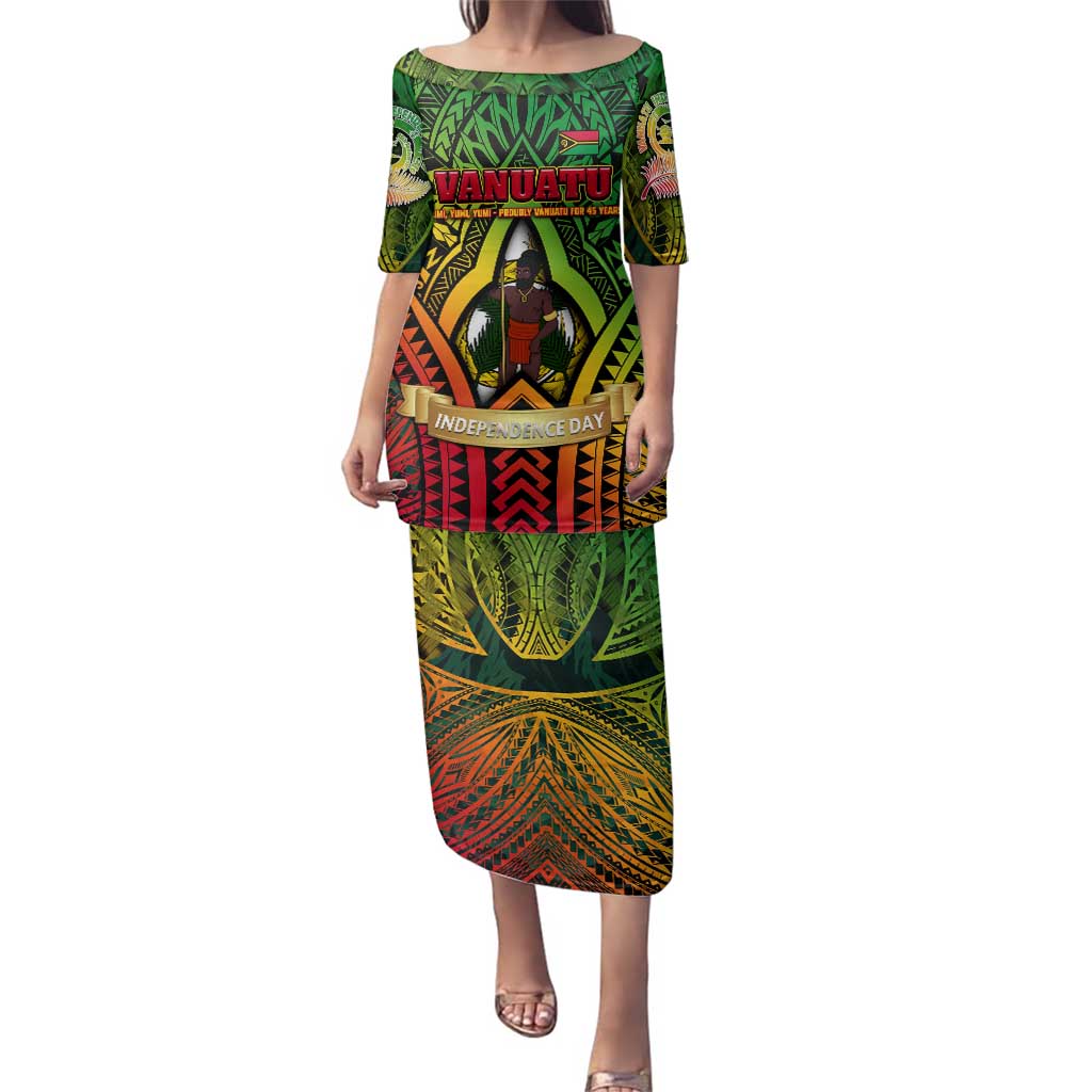 Vanuatu 45th Independence Anniversary Family Matching Puletasi and Hawaiian Shirt Embracing Our Traditions Shaping Our Future DT02 Mom's Dress Art - Polynesian Pride