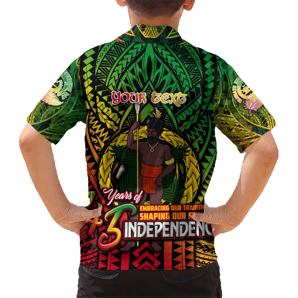 Vanuatu 45th Independence Anniversary Family Matching Short Sleeve Bodycon Dress and Hawaiian Shirt Embracing Our Traditions Shaping Our Future DT02 - Polynesian Pride