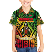 Vanuatu 45th Independence Anniversary Family Matching Tank Maxi Dress and Hawaiian Shirt Embracing Our Traditions Shaping Our Future DT02 Son's Shirt Art - Polynesian Pride