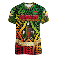 Vanuatu 45th Independence Anniversary Women V-Neck T-Shirt Embracing Our Traditions Shaping Our Future DT02 Female Art - Polynesian Pride