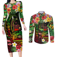 45th Anniversary of Freedom Vanuatu Couples Matching Long Sleeve Bodycon Dress and Long Sleeve Button Shirt Island Pride Cultural Power Pacific Unity DT02 Art - Polynesian Pride