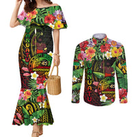 45th Anniversary of Freedom Vanuatu Couples Matching Mermaid Dress and Long Sleeve Button Shirt Island Pride Cultural Power Pacific Unity DT02 Art - Polynesian Pride