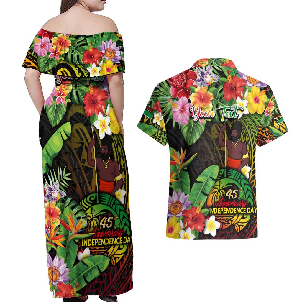 45th Anniversary of Freedom Vanuatu Couples Matching Off Shoulder Maxi Dress and Hawaiian Shirt Island Pride Cultural Power Pacific Unity DT02 - Polynesian Pride