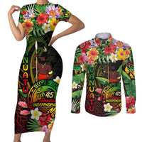 45th Anniversary of Freedom Vanuatu Couples Matching Short Sleeve Bodycon Dress and Long Sleeve Button Shirt Island Pride Cultural Power Pacific Unity DT02 Art - Polynesian Pride