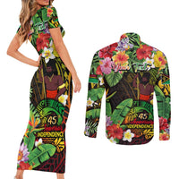 45th Anniversary of Freedom Vanuatu Couples Matching Short Sleeve Bodycon Dress and Long Sleeve Button Shirt Island Pride Cultural Power Pacific Unity DT02 - Polynesian Pride