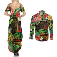 45th Anniversary of Freedom Vanuatu Couples Matching Summer Maxi Dress and Long Sleeve Button Shirt Island Pride Cultural Power Pacific Unity DT02 - Polynesian Pride