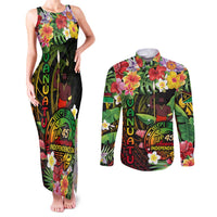 45th Anniversary of Freedom Vanuatu Couples Matching Tank Maxi Dress and Long Sleeve Button Shirt Island Pride Cultural Power Pacific Unity DT02 Art - Polynesian Pride