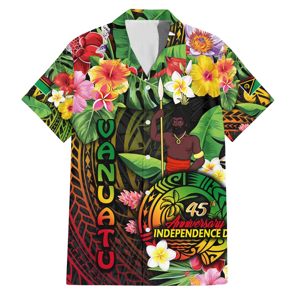 45th Anniversary of Freedom Vanuatu Family Matching Mermaid Dress and Hawaiian Shirt Island Pride Cultural Power Pacific Unity DT02 Dad's Shirt - Short Sleeve Art - Polynesian Pride