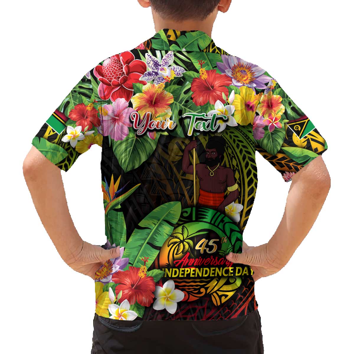 45th Anniversary of Freedom Vanuatu Family Matching Off The Shoulder Long Sleeve Dress and Hawaiian Shirt Island Pride Cultural Power Pacific Unity DT02 - Polynesian Pride