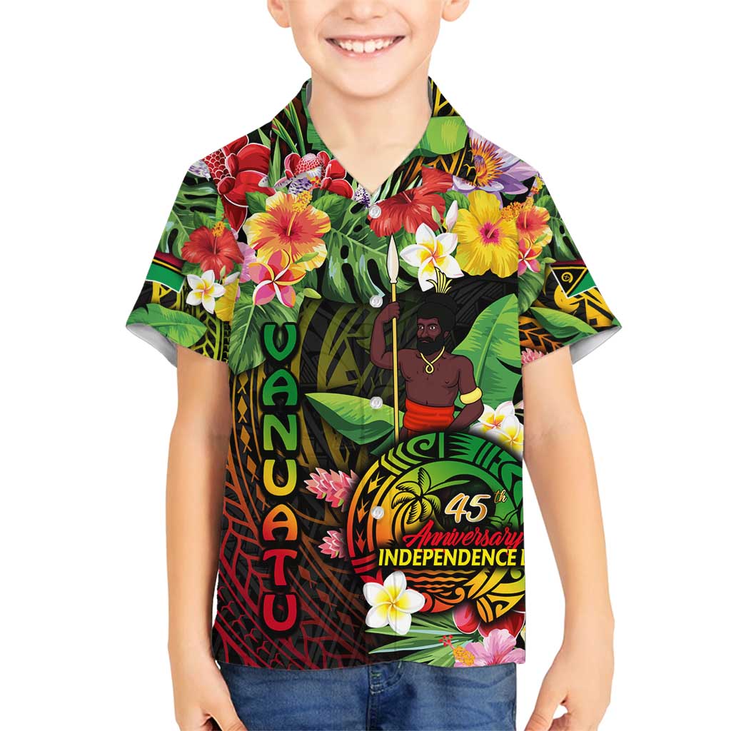 45th Anniversary of Freedom Vanuatu Family Matching Off Shoulder Short Dress and Hawaiian Shirt Island Pride Cultural Power Pacific Unity DT02 Son's Shirt Art - Polynesian Pride