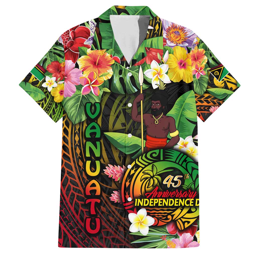 45th Anniversary of Freedom Vanuatu Family Matching Tank Maxi Dress and Hawaiian Shirt Island Pride Cultural Power Pacific Unity DT02 Dad's Shirt - Short Sleeve Art - Polynesian Pride