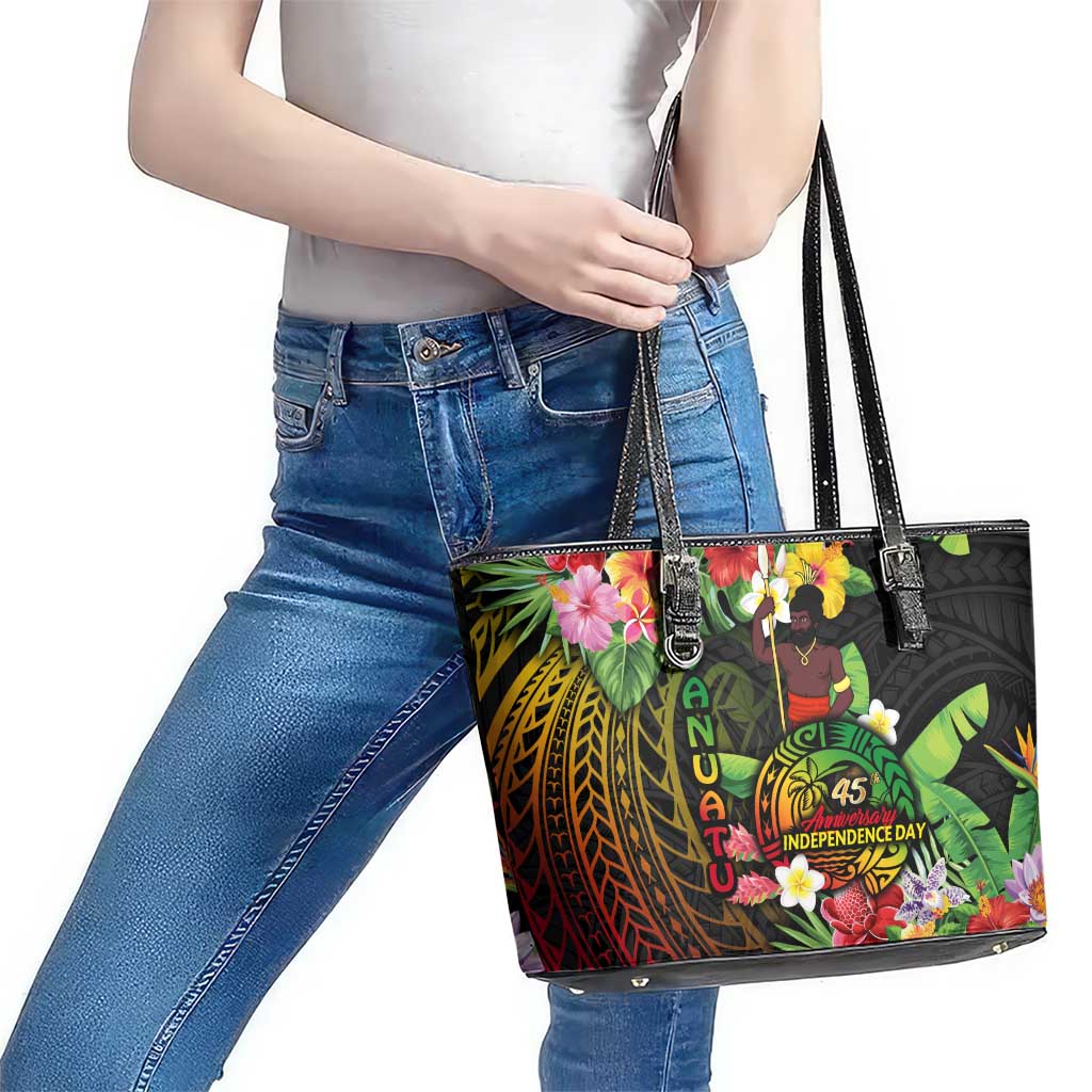 45th Anniversary of Freedom Vanuatu Leather Tote Bag Island Pride Cultural Power Pacific Unity