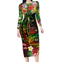 45th Anniversary of Freedom Vanuatu Long Sleeve Bodycon Dress Island Pride Cultural Power Pacific Unity DT02 Long Dress Art - Polynesian Pride