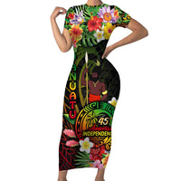 45th Anniversary of Freedom Vanuatu Short Sleeve Bodycon Dress Island Pride Cultural Power Pacific Unity DT02 Long Dress Art - Polynesian Pride