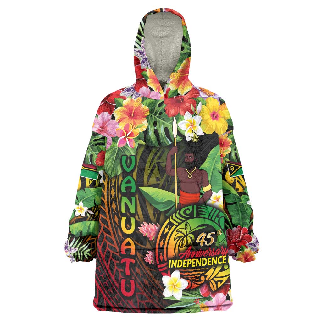 45th Anniversary of Freedom Vanuatu Wearable Blanket Hoodie Island Pride Cultural Power Pacific Unity DT02 One Size Art - Polynesian Pride