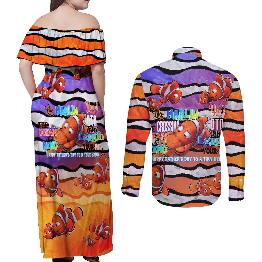 The Ocean Best Dad Couples Matching Off Shoulder Maxi Dress and Long Sleeve Button Shirt Like Marlin Happy Fathers Day To a True Hero DT02 - Polynesian Pride