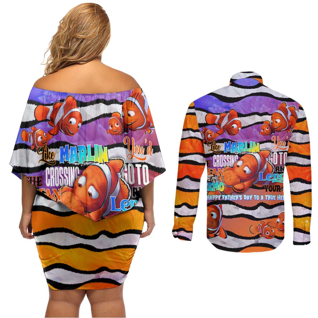 The Ocean Best Dad Couples Matching Off Shoulder Short Dress and Long Sleeve Button Shirt Like Marlin Happy Fathers Day To a True Hero DT02 - Polynesian Pride