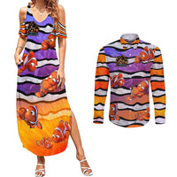 The Ocean Best Dad Couples Matching Summer Maxi Dress and Long Sleeve Button Shirt Like Marlin Happy Fathers Day To a True Hero DT02 Art - Polynesian Pride