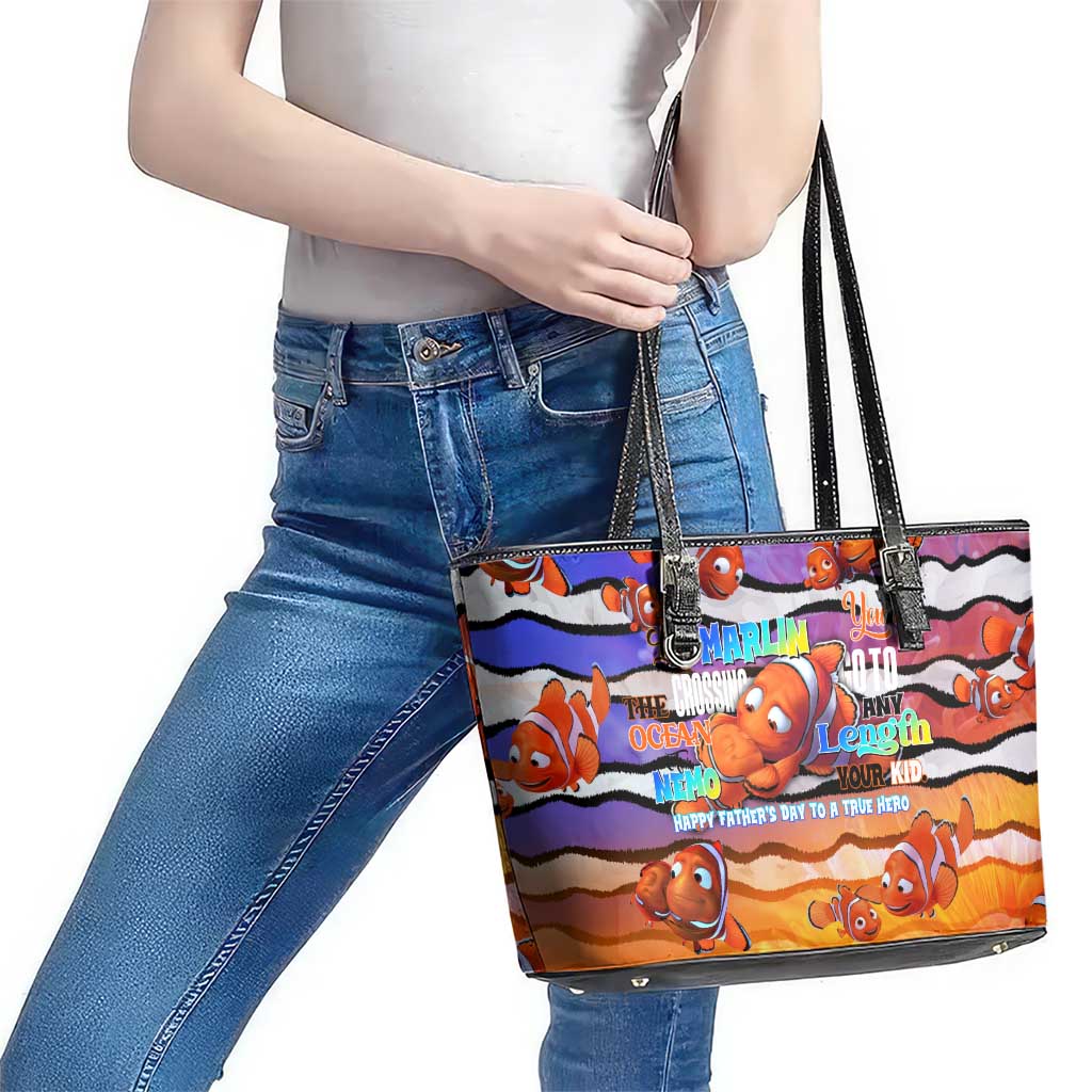 The Ocean Best Dad Leather Tote Bag Like Marlin Happy Fathers Day To a True Hero - Polynesian Pride