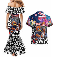 Personalized Kiwi New Zealand Rugby Couples Matching Mermaid Dress and Hawaiian Shirt Kiwis Mascot Tropical Pattern DT02 - Polynesian Pride
