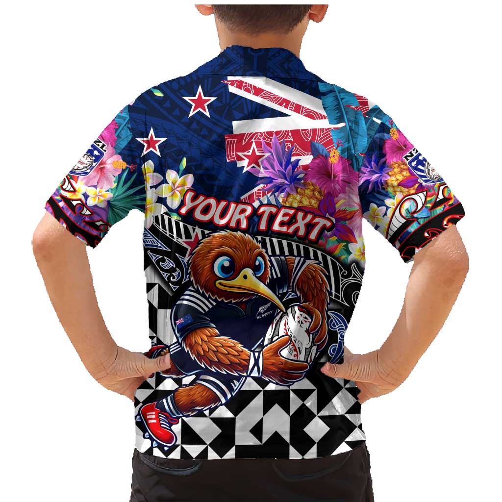 Personalized Kiwi New Zealand Rugby Family Matching Mermaid Dress and Hawaiian Shirt Kiwis Mascot Tropical Pattern DT02 - Polynesian Pride