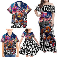 Personalized Kiwi New Zealand Rugby Family Matching Off Shoulder Maxi Dress and Hawaiian Shirt Kiwis Mascot Tropical Pattern DT02 - Polynesian Pride