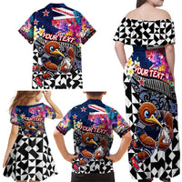 Personalized Kiwi New Zealand Rugby Family Matching Off Shoulder Maxi Dress and Hawaiian Shirt Kiwis Mascot Tropical Pattern DT02 - Polynesian Pride