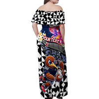 Personalized Kiwi New Zealand Rugby Family Matching Off Shoulder Maxi Dress and Hawaiian Shirt Kiwis Mascot Tropical Pattern DT02 - Polynesian Pride