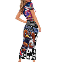 Personalized Kiwi New Zealand Rugby Family Matching Short Sleeve Bodycon Dress and Hawaiian Shirt Kiwis Mascot Tropical Pattern DT02 - Polynesian Pride