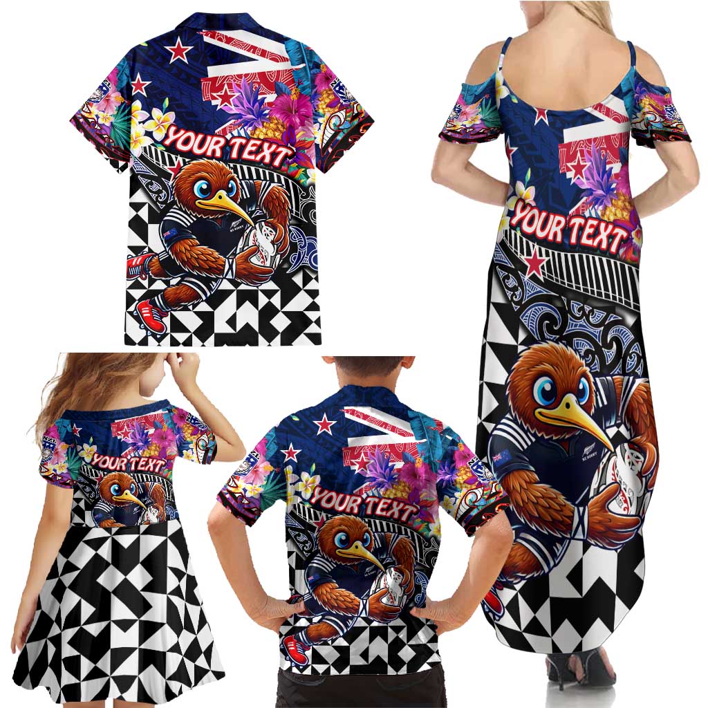 Personalized Kiwi New Zealand Rugby Family Matching Summer Maxi Dress and Hawaiian Shirt Kiwis Mascot Tropical Pattern DT02 - Polynesian Pride