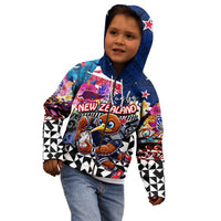 Personalized Kiwi New Zealand Rugby Kid Hoodie Kiwis Mascot Tropical Pattern DT02 - Polynesian Pride