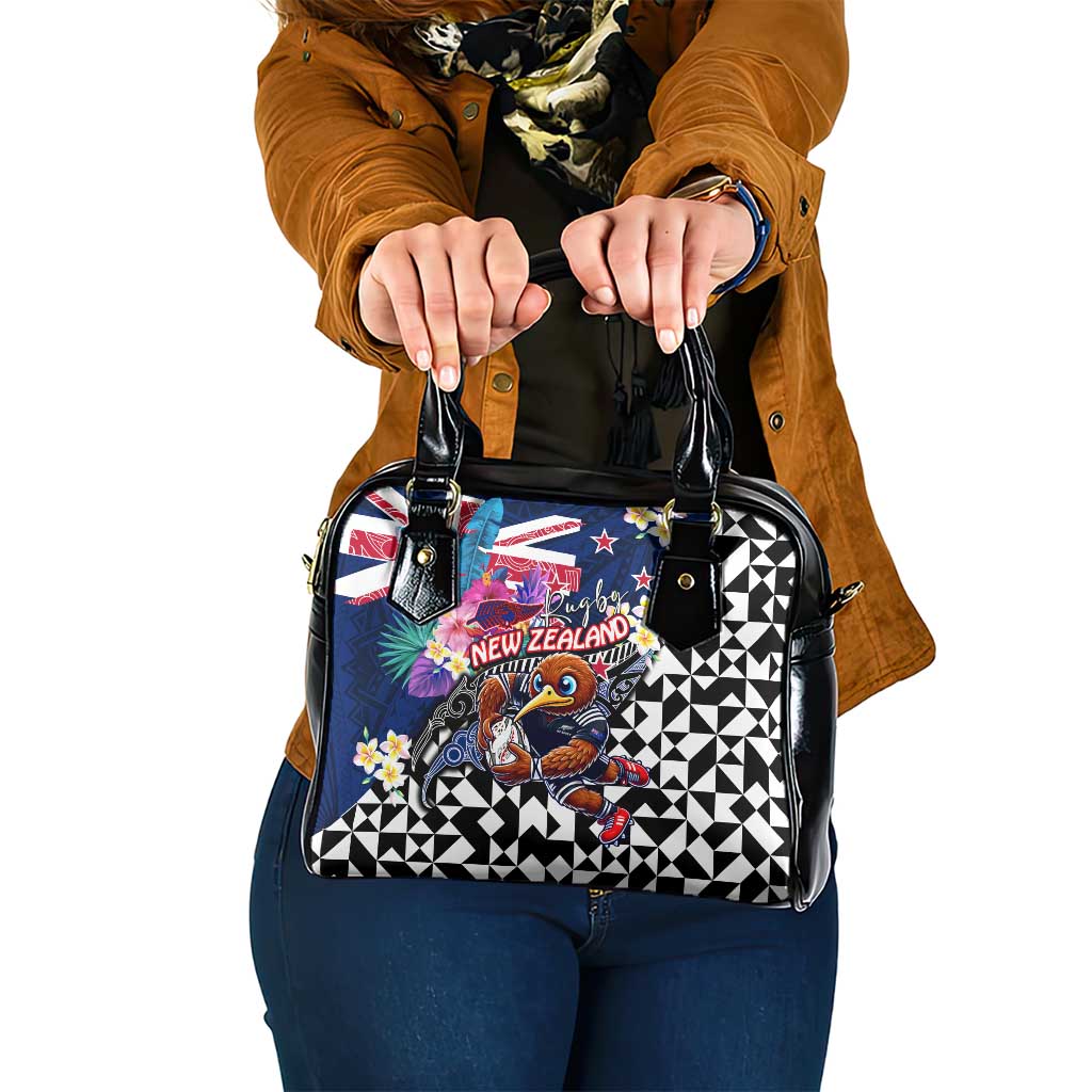 Kiwi New Zealand Rugby Shoulder Handbag Kiwis Mascot Tropical Pattern