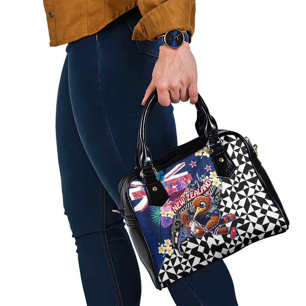 Kiwi New Zealand Rugby Shoulder Handbag Kiwis Mascot Tropical Pattern