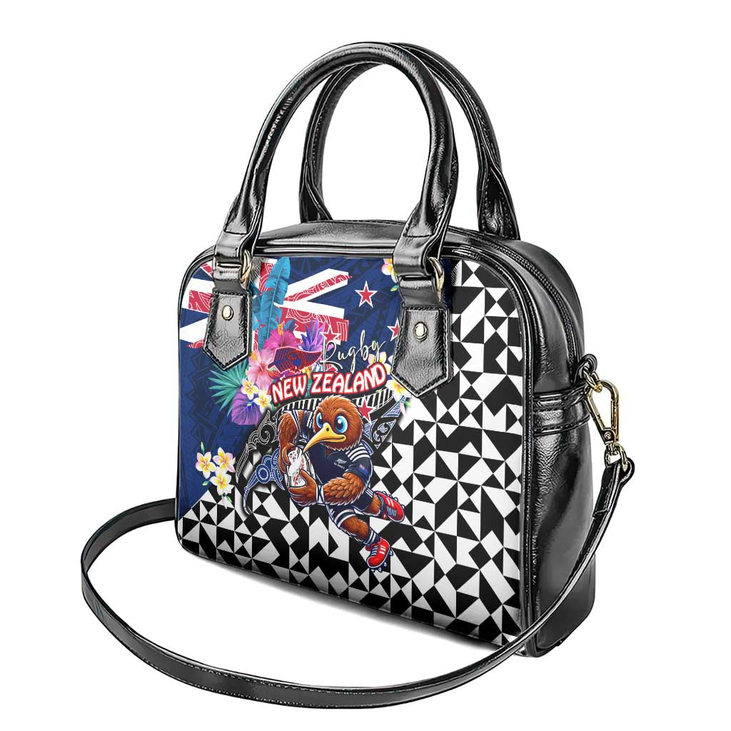 Kiwi New Zealand Rugby Shoulder Handbag Kiwis Mascot Tropical Pattern