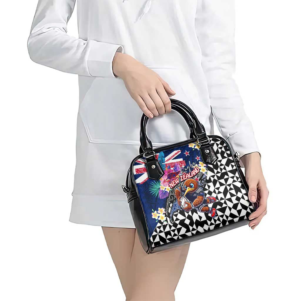 Kiwi New Zealand Rugby Shoulder Handbag Kiwis Mascot Tropical Pattern