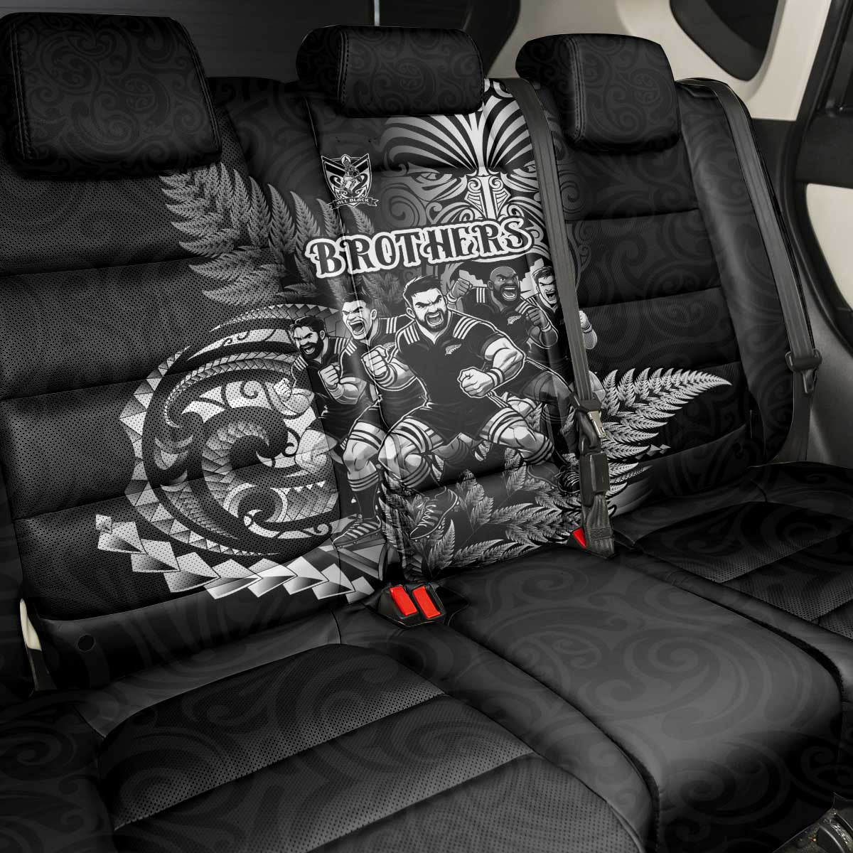 All Black Brothers Rugby Back Car Seat Cover New Zealand Maori Haka DT02 - Polynesian Pride