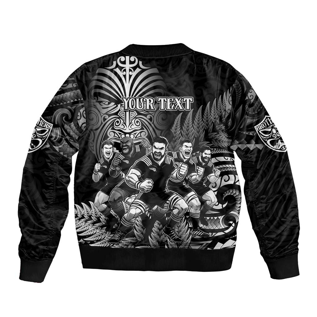 Personalized All Black Brothers Rugby Bomber Jacket New Zealand Maori Haka