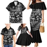 Personalized All Black Brothers Rugby Family Matching Mermaid Dress and Hawaiian Shirt New Zealand Maori Haka DT02 - Polynesian Pride