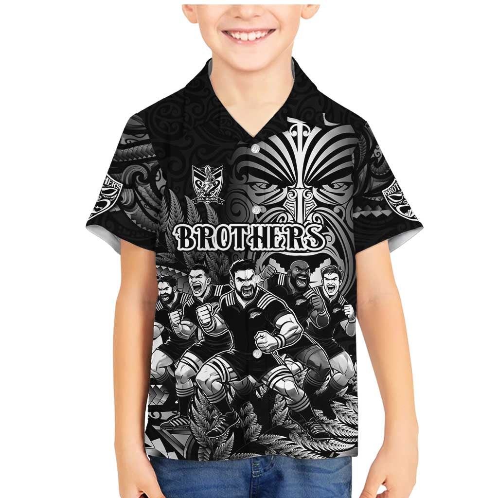 Personalized All Black Brothers Rugby Family Matching Mermaid Dress and Hawaiian Shirt New Zealand Maori Haka DT02 Son's Shirt Black - Polynesian Pride