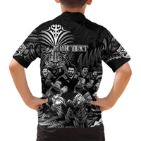 Personalized All Black Brothers Rugby Family Matching Off Shoulder Short Dress and Hawaiian Shirt New Zealand Maori Haka DT02 - Polynesian Pride