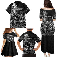 Personalized All Black Brothers Rugby Family Matching Puletasi and Hawaiian Shirt New Zealand Maori Haka DT02 - Polynesian Pride
