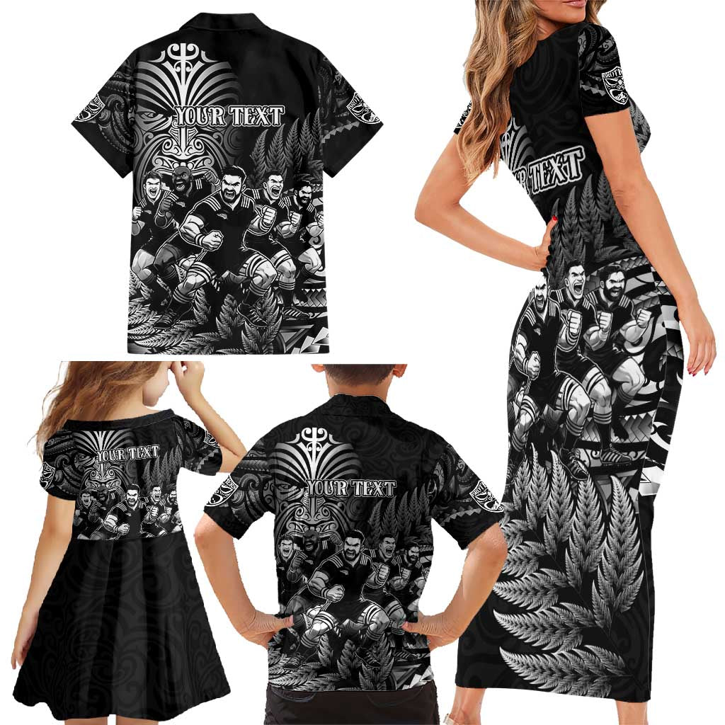 Personalized All Black Brothers Rugby Family Matching Short Sleeve Bodycon Dress and Hawaiian Shirt New Zealand Maori Haka DT02 - Polynesian Pride
